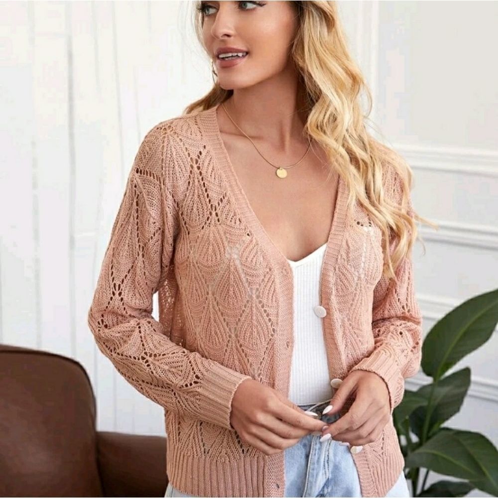 Drop Shoulder Open Knit Cardigan